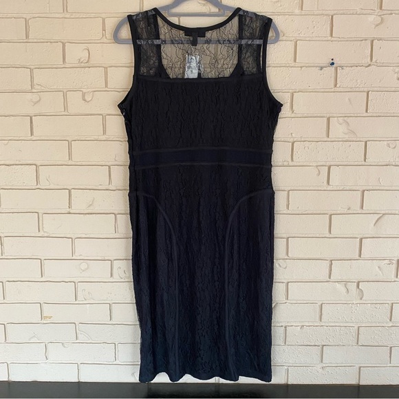 LANE BRYANT BLACK SLEEVELESS STRETCH LACE BODYCON COMPRESSION DRESS PLUS Sz 16 - Picture 3 of 9